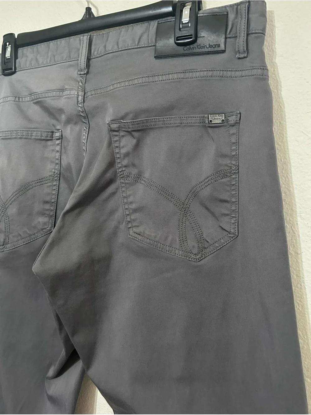 Calvin Klein Jeans Men’s Slim Straight Gray Stretch Denim Pants W34 L32